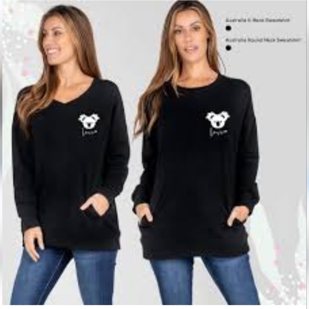 Silver Icing Zenana Outfitters Koala Sweatshirt With Pockets Large Crewneck